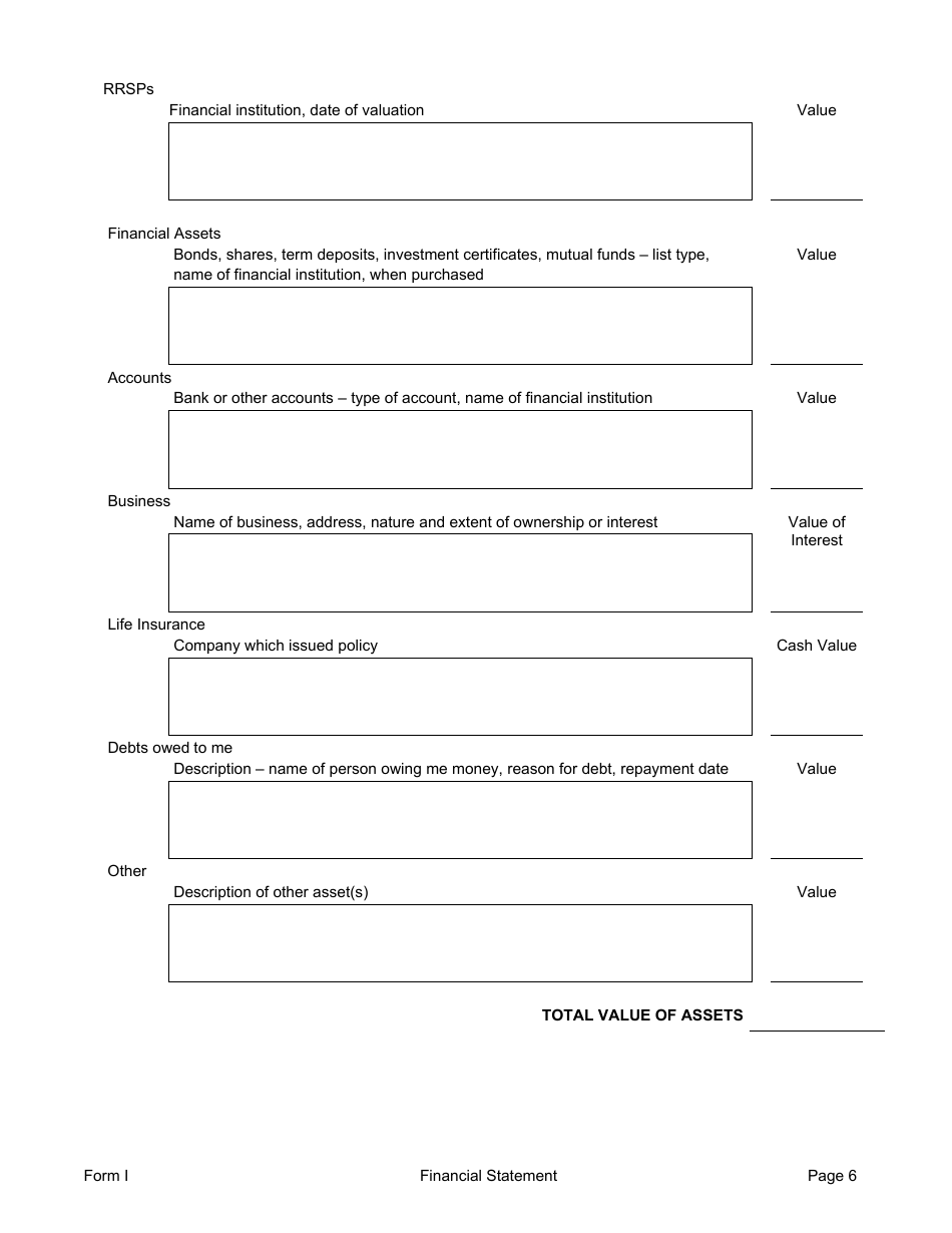 Form I Financial Information - Manitoba, Canada, Page 6
