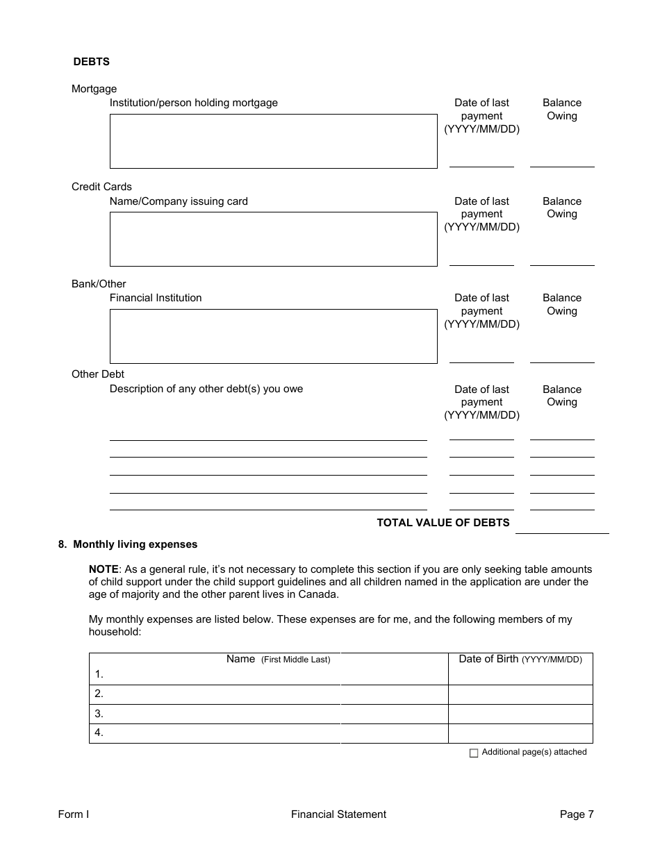 Form I Financial Information - Manitoba, Canada, Page 7