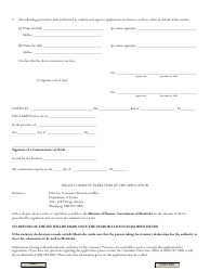 Application for a Licence as a Vendor - Manitoba, Canada, Page 3