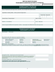 Heritage Grants Program Application Form - Manitoba, Canada (English/French), Page 2