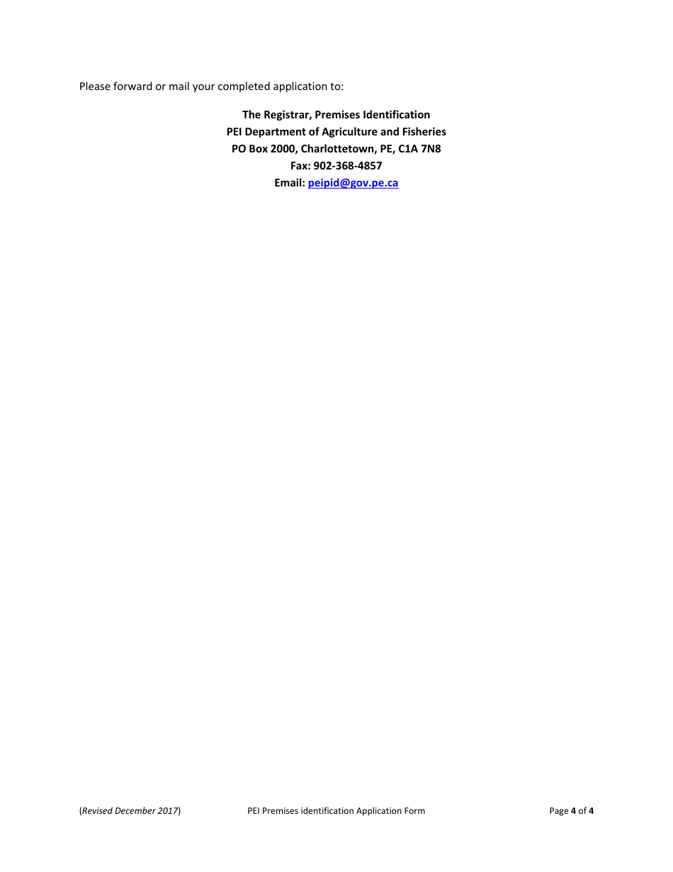 Pei Livestock and Poultry Premises Identification Application - Prince Edward Island, Canada, Page 4