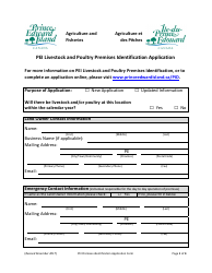 Pei Livestock and Poultry Premises Identification Application - Prince Edward Island, Canada