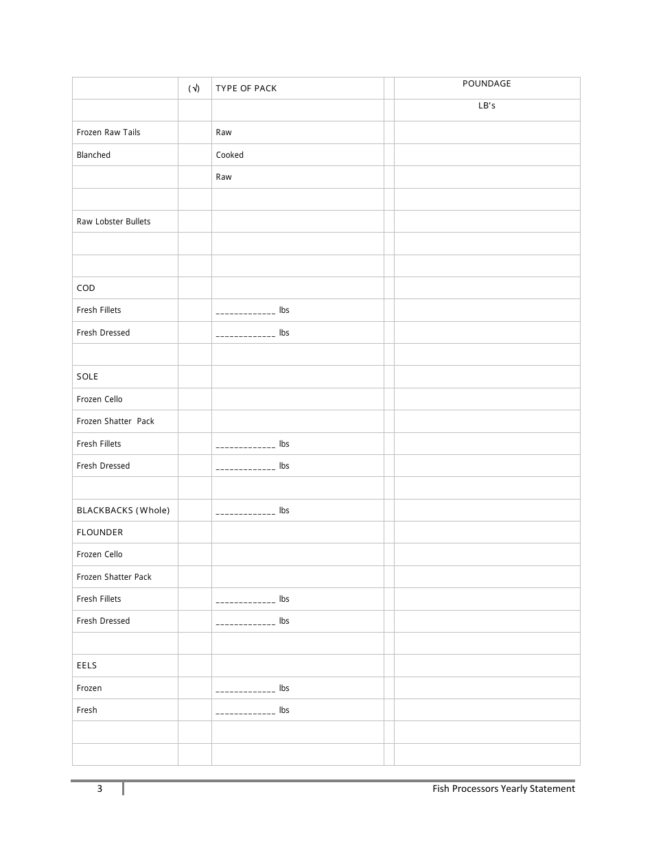 Fish Processors Yearly Statement - Prince Edward Island, Canada, Page 3