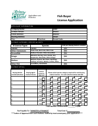 Fish Buyer License Application - Prince Edward Island, Canada