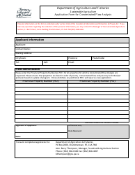 Application Form for Concentrated Flow Analysis - Prince Edward Island, Canada