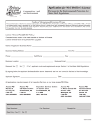 Document preview: Application for Well Driller's Licence - Prince Edward Island, Canada