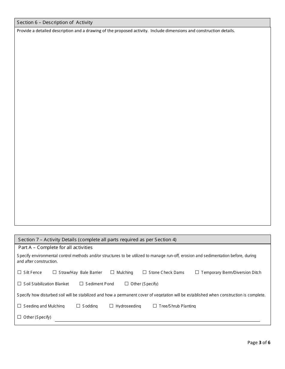 Application for a Watercourse, Wetland and Buffer Zone Activity Permit - Prince Edward Island, Canada, Page 3