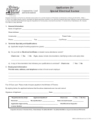 Document preview: Application for Special Electrical License - Prince Edward Island, Canada
