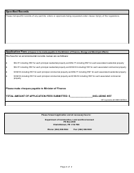 Application for Environmental Records Review - Prince Edward Island, Canada, Page 2