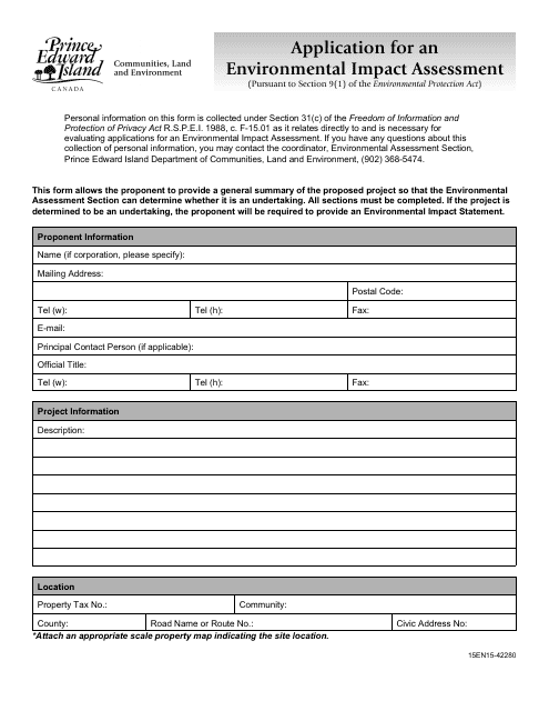 Application for an Environmental Impact Assessment - Prince Edward Island, Canada Download Pdf