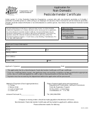 Document preview: Application for Non-domestic Pesticide Vendor Certificate - Prince Edward Island, Canada
