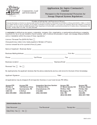 Document preview: Application for Septic Contractor's Licence - Prince Edward Island, Canada