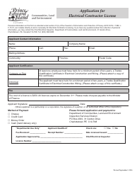 &quot;Application for Electrical Contractor License&quot; - Prince Edward Island, Canada