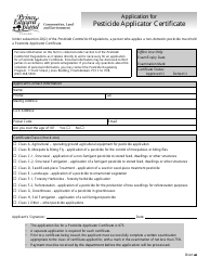 Application for Pesticide Applicator Certificate - Prince Edward Island, Canada