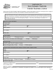 Document preview: Application for Non-domestic Pesticide Vendor Business Licence - Prince Edward Island, Canada