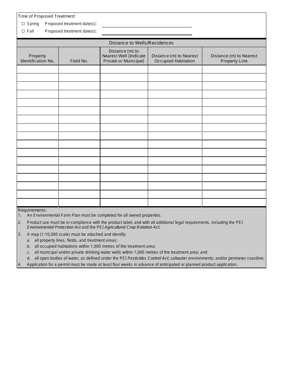Application for Pesticide Application Permit - Prince Edward Island, Canada, Page 3