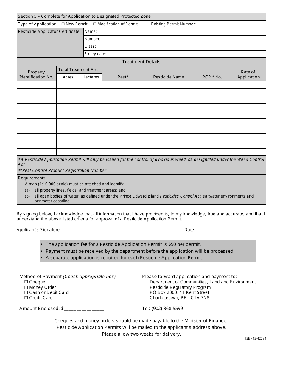 Application for Pesticide Application Permit - Prince Edward Island, Canada, Page 4