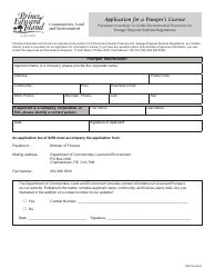 Document preview: Application for a Pumper's License - Prince Edward Island, Canada