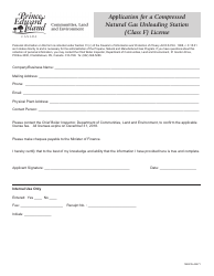 Document preview: Application for a Compressed Natural Gas Unloading Station (Class F) License - Prince Edward Island, Canada