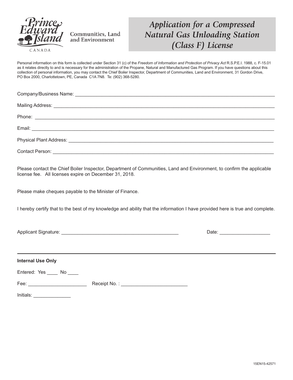 Natural Gas Load Form.pdf Prince Edward Island Canada Application for a Compressed Natural Gas ...