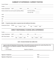 Application for Operator Certification Class I to IV Facility - Prince Edward Island, Canada, Page 4