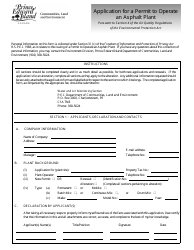 Document preview: Application for a Permit to Operate an Asphalt Plant - Prince Edward Island, Canada