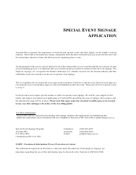 Document preview: Special Event Signage Application - Prince Edward Island, Canada