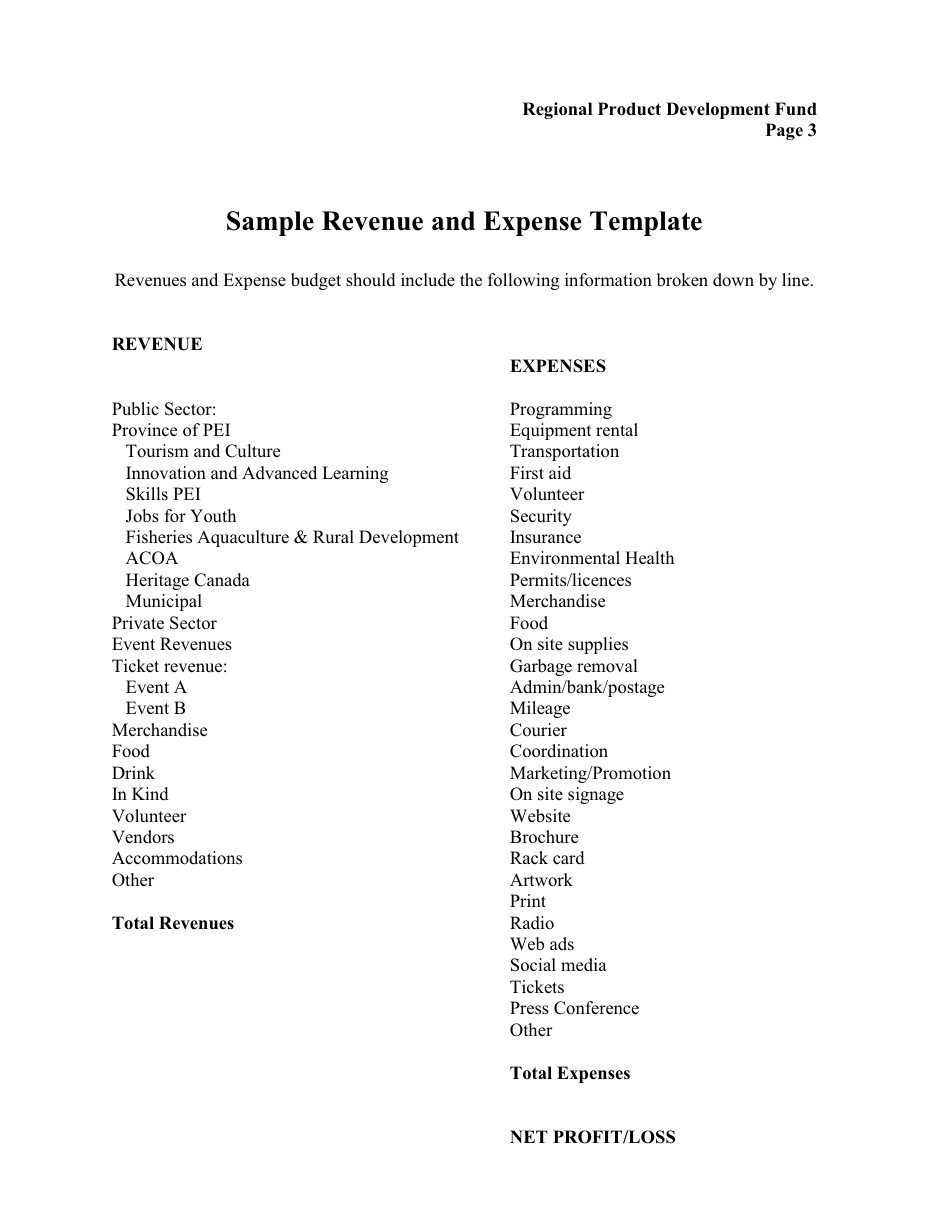 Tourism Pei Regional Product Development Fund Application - Prince Edward Island, Canada, Page 3