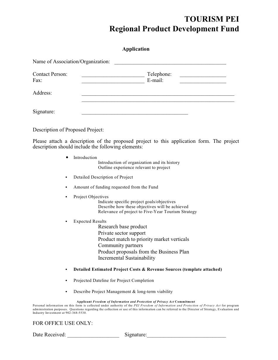 Tourism Pei Regional Product Development Fund Application - Prince Edward Island, Canada, Page 4