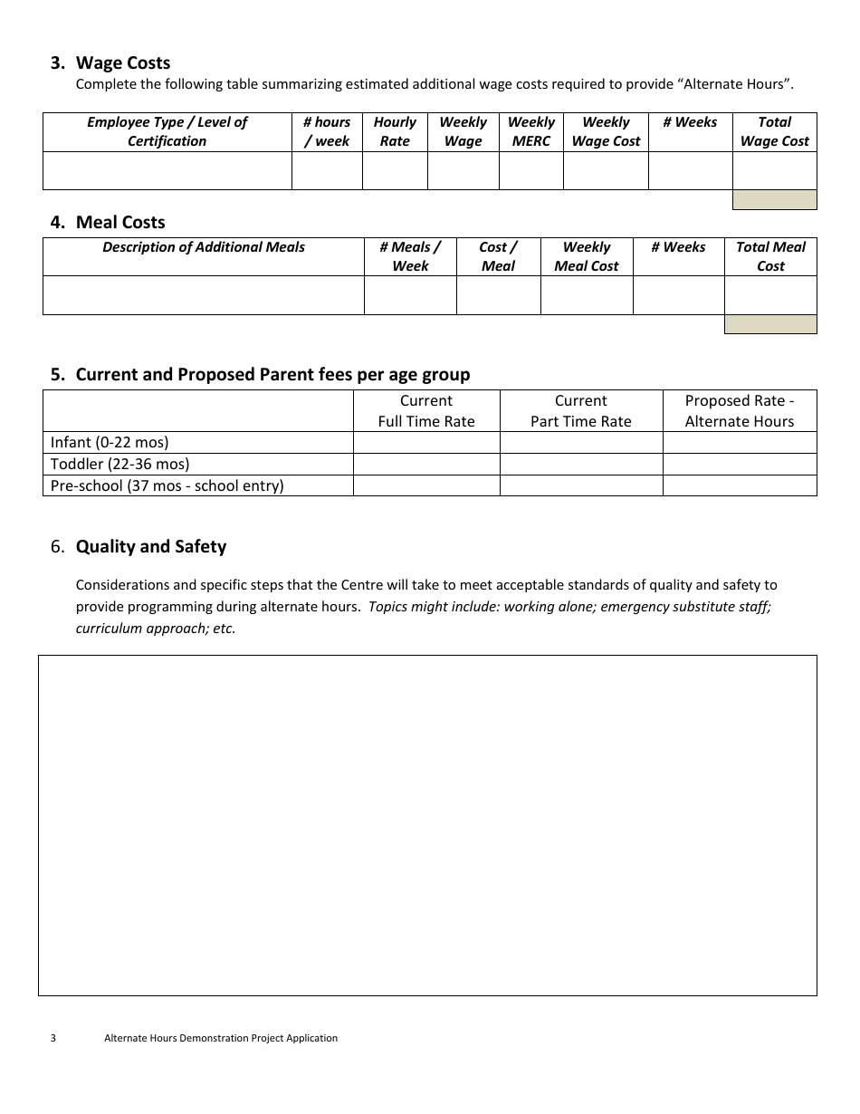 Alternate Hours Demonstration Sites Application - Prince Edward Island, Canada, Page 3