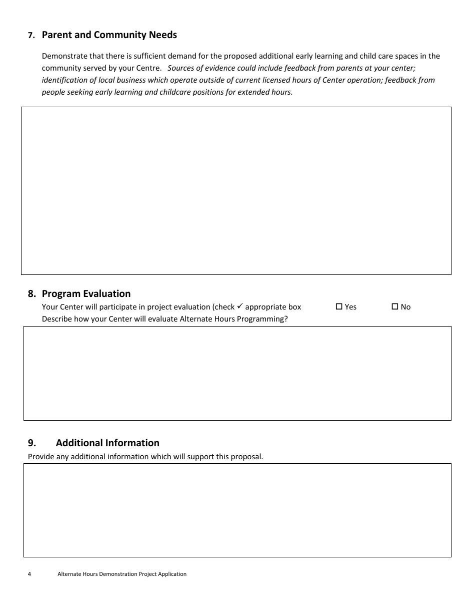 Alternate Hours Demonstration Sites Application - Prince Edward Island, Canada, Page 4