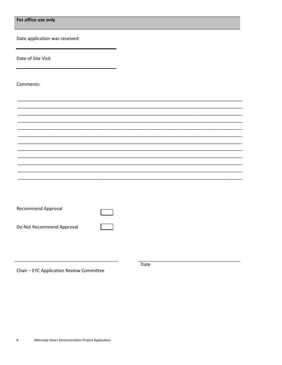 Alternate Hours Demonstration Sites Application - Prince Edward Island, Canada, Page 6