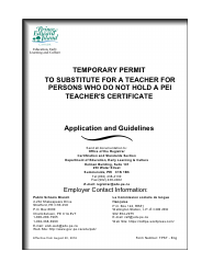 Application for Verification of Eligibility as a Substitute Teacher - Prince Edward Island, Canada