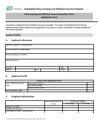 Document preview: Early Learning and Childcare Access Innovation Grant Application Form - Prince Edward Island, Canada
