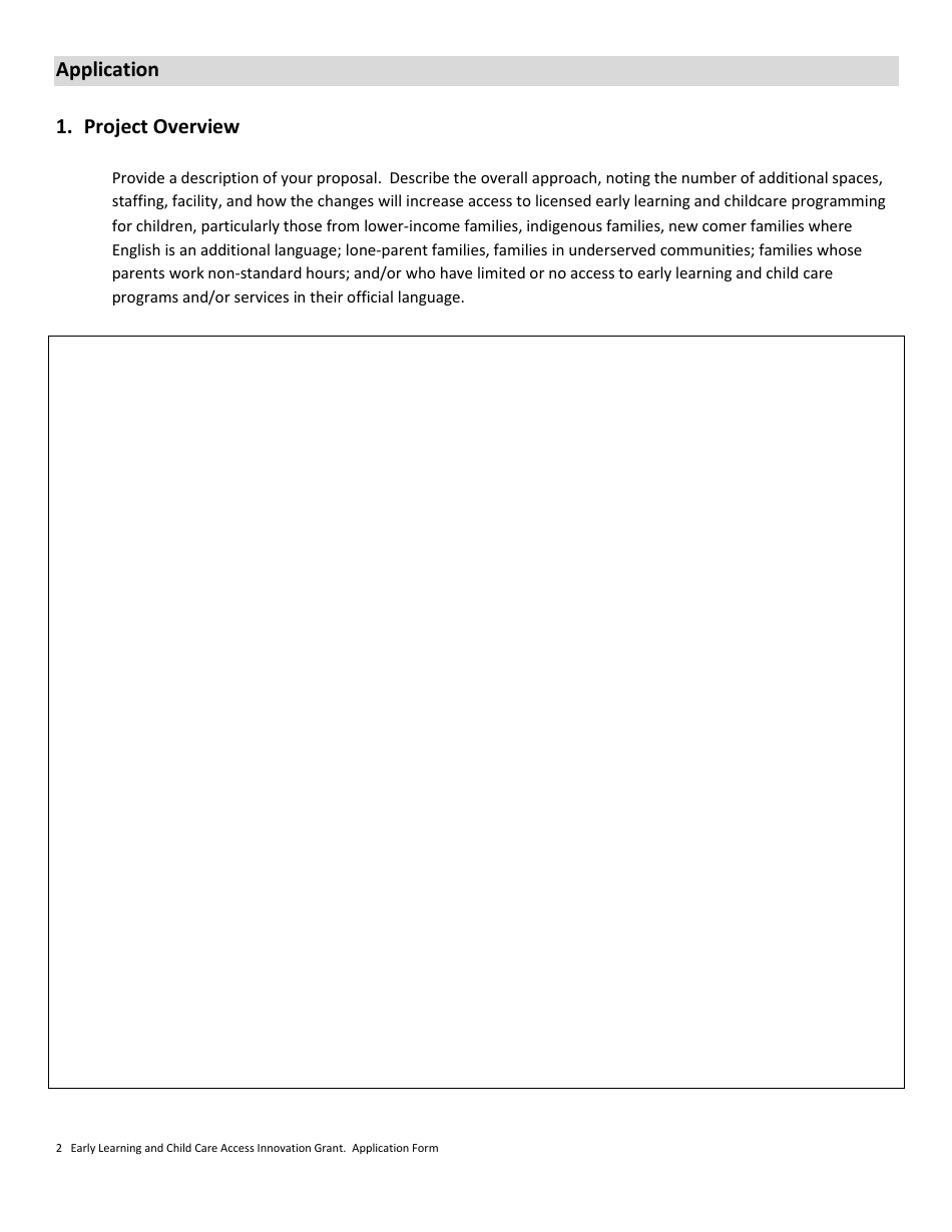 Early Learning and Childcare Access Innovation Grant Application Form - Prince Edward Island, Canada, Page 2