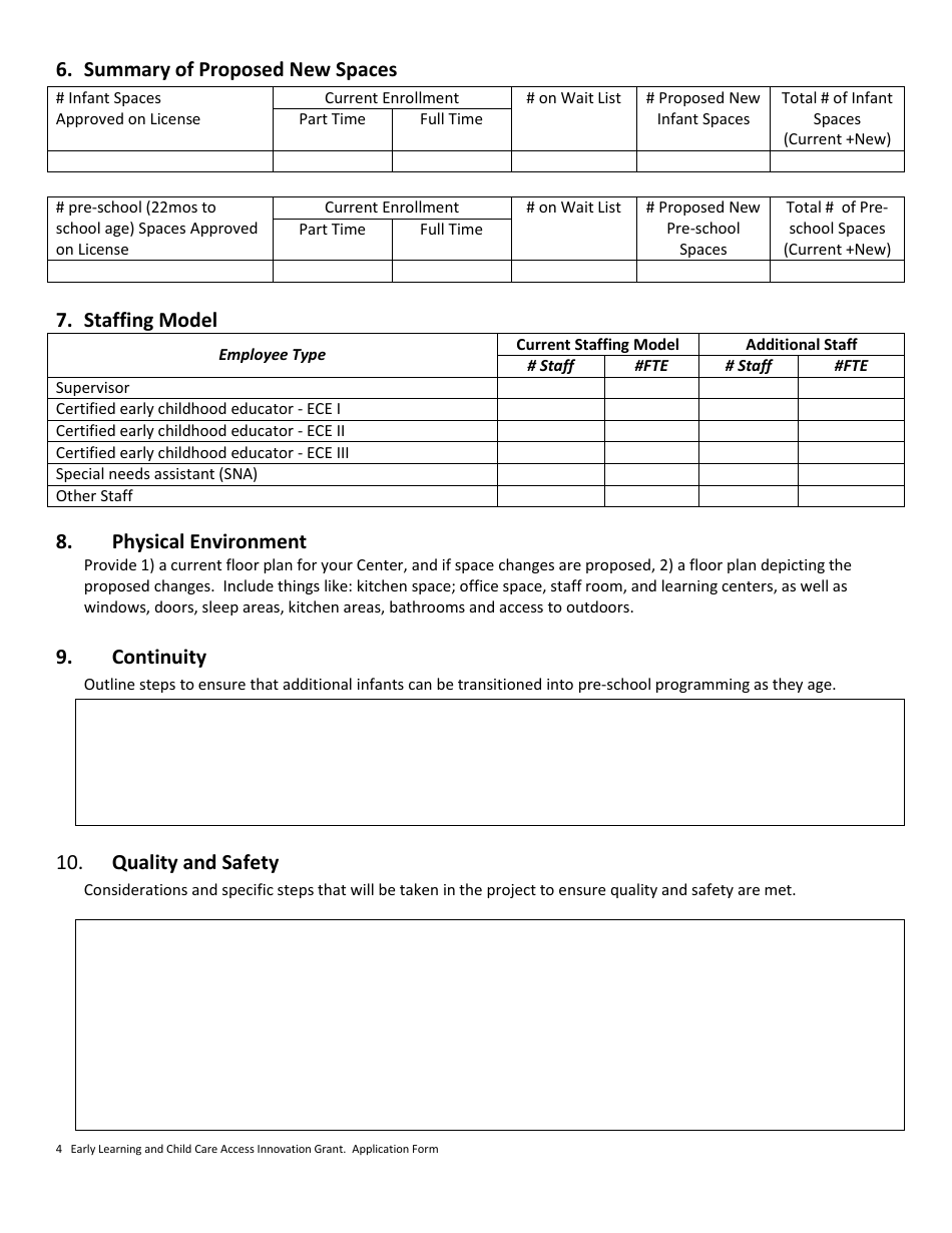 Early Learning and Childcare Access Innovation Grant Application Form - Prince Edward Island, Canada, Page 4