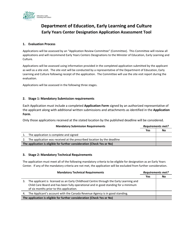Document preview: Early Years Center Designation Application Assessment Tool - Prince Edward Island, Canada