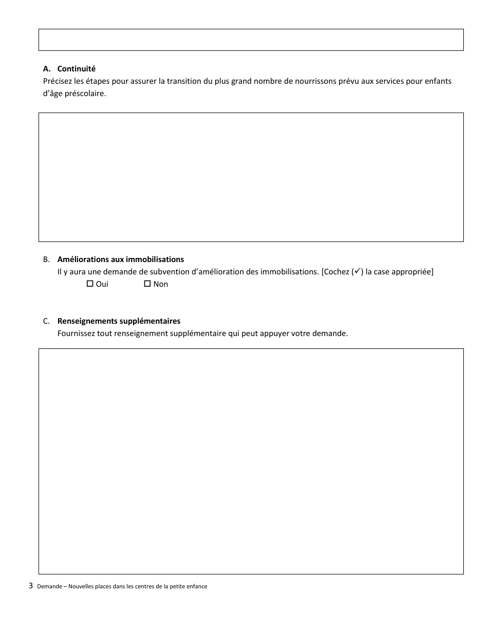 Formulaire De Demande Nouvelles Places Dans Les Centres De La Petite Enfance (Cpe) - Prince Edward Island, Canada (French), Page 3