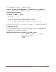 Early Learning and Child Care Transfer or Assignment of Licence Application Form - Prince Edward Island, Canada, Page 7