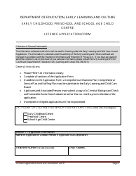Document preview: Early Childhood, Preschool and School Age Child Centre Licence Application Form - Prince Edward Island, Canada
