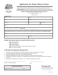 Document preview: Application for Home Library Service - Prince Edward Island, Canada