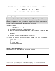 Document preview: Early Learning and Child Care Licence Renewal Application Form - Prince Edward Island, Canada