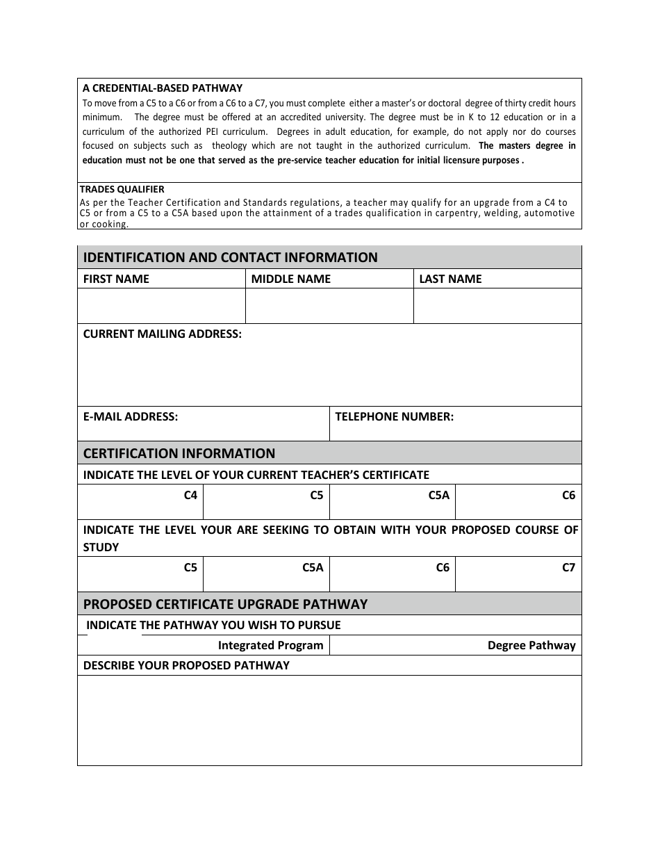 Pre-approval Form for Proposed Coursework or Program of Studies for Qualification Upgrade Purposes - Prince Edward Island, Canada, Page 3