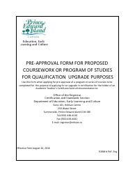 Pre-approval Form for Proposed Coursework or Program of Studies for Qualification Upgrade Purposes - Prince Edward Island, Canada