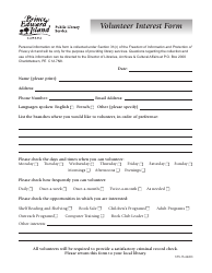 Document preview: Volunteer Interest Form - Prince Edward Island, Canada