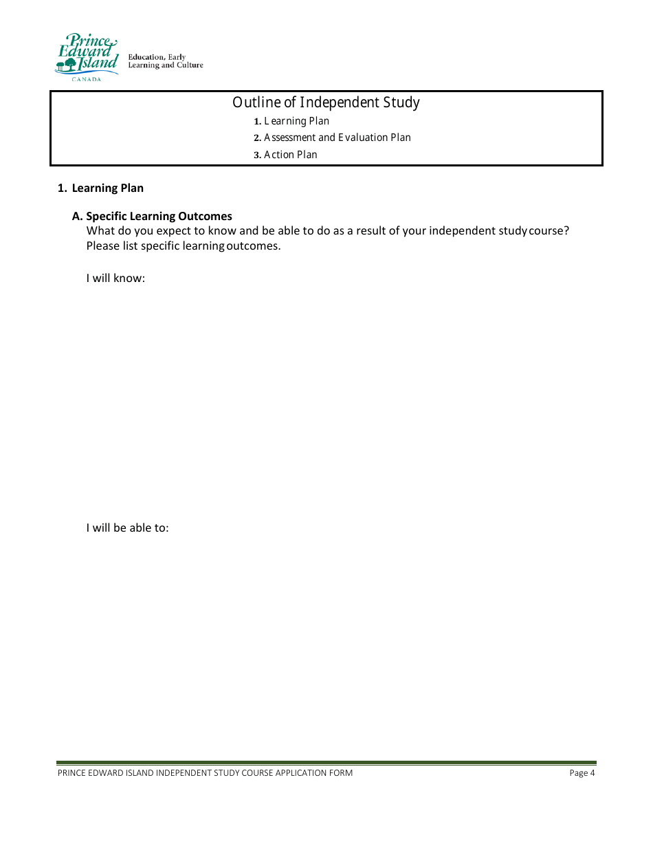 Application for Approval of an Independent Study Course - Prince Edward Island, Canada, Page 4