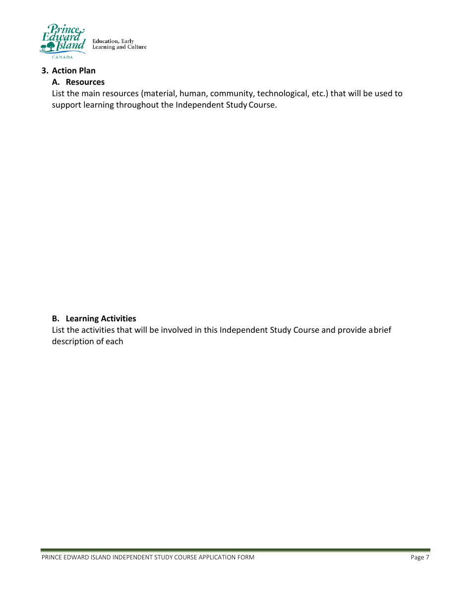 Application for Approval of an Independent Study Course - Prince Edward Island, Canada, Page 7
