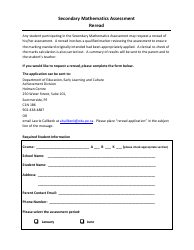 Secondary Mathematics Assessment Reread Application - Prince Edward Island, Canada