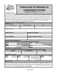 Forme NCRF - FRE Formulaire De Demande De Changement De Nom - Prince Edward Island, Canada (French)