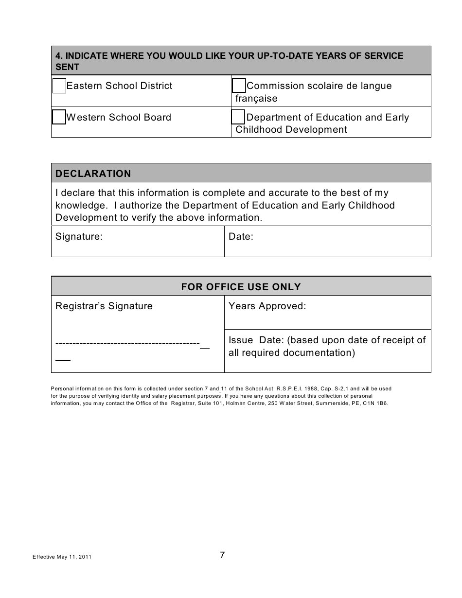 Application for an Evaluation of Allied Work Experience for Salary Purposes - Prince Edward Island, Canada, Page 7